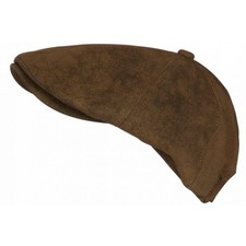 Beret Casquette Gavroche Cuir Marron Clair Rétro en Suedine Ajustable Nylro-Tai