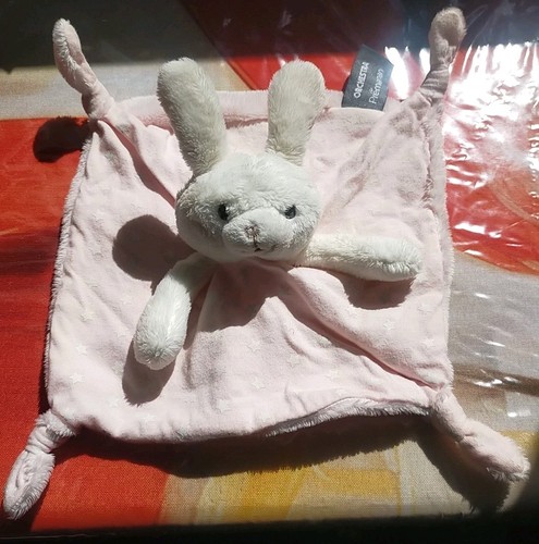 Doudou plat lapin blanc tissu - doudou,