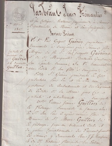 1807 contrat mariage - 1807., contrat.
