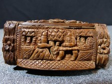 Antique Corozo Nut Snuff Box Carved Folk Art 19th Century 19th 1