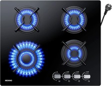 60cm verre gaz naturel Propane double plaque de cuisson noir 4 feux nouveau