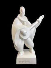 Geo Conde - Art Deco Crackle Figure, Pierrot with Mandolin
