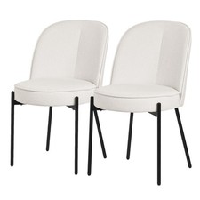 Lot 2 chaises de salle à manger beige polyester pieds en métal confortable