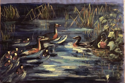Canards grande gouache sur