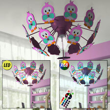 LED Enfants Chambre Bois Oiseau Lampe Rose Variateur Fille RGB Télécommande