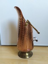 Seau à charbon ancien en cuivre et laiton