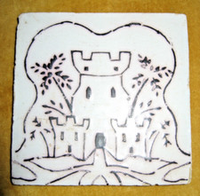 Rare Old Fourmaintrau Hornoy DESVRES CHATEAU FORT 19th century tile tile