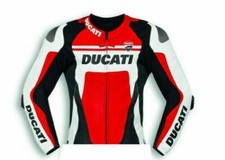 DUCATI Veste Motard en Cuir Hommes Veste en Cuir de Motard Veste en Cuir de Moto