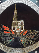 magnifique Assiette Décorative triangulaire Longwy Cathédrale De Strasbourg