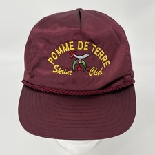 Pomme De Terre Shrine Club Hat - VTG 80s 90s StrapBack Satin Rope Cap - Shriner