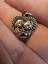 Peynet Lovers Medallion Heart Silver Medal Peacock Hallmark Pendant