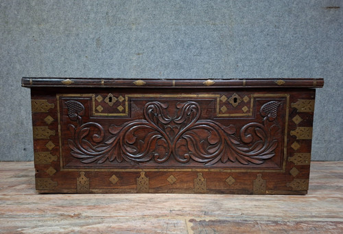 Coffre ancien bois sculpté - coffre,