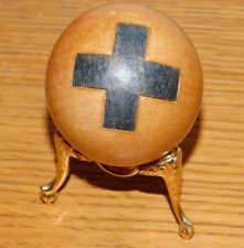 vintage OEUF en BOIS Marqueterie SWISS BALL Marquetry Wood Egg CROIX SUISSE