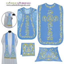Vêtement de violon romain chasuble bleu marian et ensemble de 5 pièces...