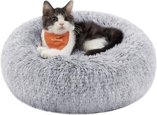 Panier pour Chat Lit Rond en Forme de Beignet Canapé Coussin Lavable Doux Ø40 cm