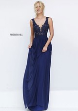 NWT Sherri Hill Navy Blue Lace