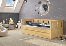 Lit gigogne, canapé-lit, pin massif nature Accessoires au choix