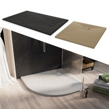 BAC À DOUCHE SMC STRONG EFFET PIERRE NO BONDE RECEVEUR ARDOISE RÉDUCTIBLE