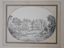 old drawing 19th century park castle old renaissance