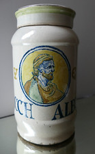 ANCIEN POT A PHARMACIE Apothicaire faïence " SACCH ALBUM " ALBARELLO ? Delft ?