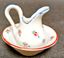 Stunning Hand Painted Miniature Porcelain Jug and Toilet Bowl