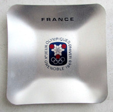 Olympic Winter Games Grenoble France 1968 Olympic Pocket Ashtray Aluminum