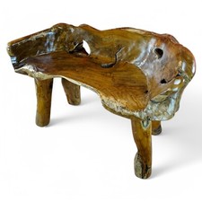 Jardin Banque Teck Bois de Racine Massif Banc Rustique Véritable Neuf