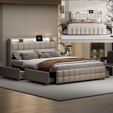 Lit rembourré LED lit double