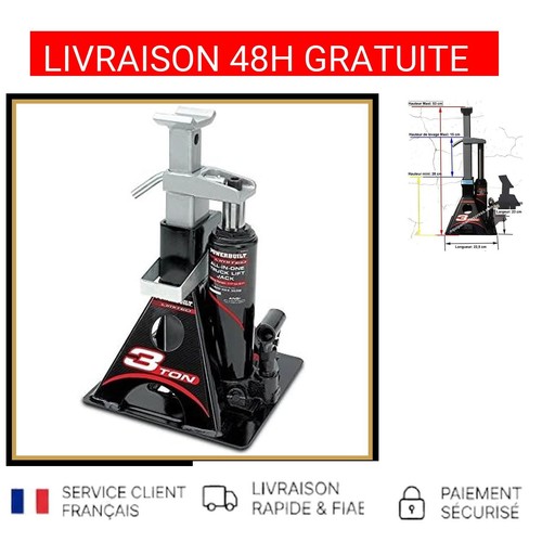 Cric hydraulique bouteille - cric, 3t