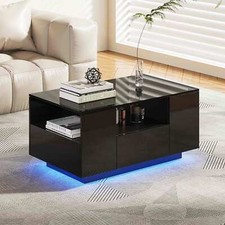 Makika Table Basse LED Moderne Tablette Meuble Table de Salon Salon Porte