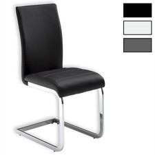 Lot de 4 chaises de salle à manger piètement chromé et revêtement synthétique