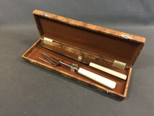 2 Antique Stainless Steel Meat Serving Tableware Houseware in Case