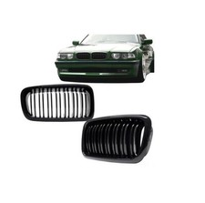 2 GRILLE DE CALANDRE DOUBLE LAME NOIR BRILLANT BMW SERIE 7 E38 DE 06/1994 A 2001