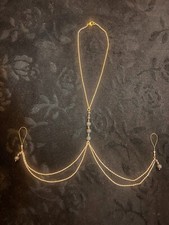  Non Piercing Nipple Rings, Gold Nipple Jewelry, Lava Stone Nipple Ring Necklace