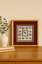 Miniature indienne encadrée, art mural chevaux et éléphants, décoration maison d