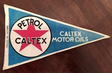 Antique fabric pennant CALTEX MOTOR OILS antique scooter.