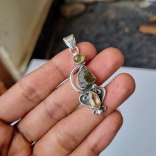 Real Moldavite Gemstone Pendant 925 Sterling Silver Promise Gift Pendant PG7069