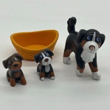 HABA Little Friends 4 Piece Bundle Leika Bernese Mountain Dog 2 Puppies Basket