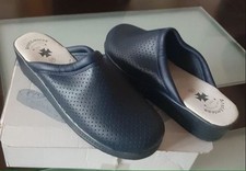 MULES CONFORT en CUIR BLEU MARINE 🥿 SABOTS de TRAVAIL 🥿 T 38 NEUF