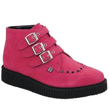 T. U. K.A8507 Tuk 3 Boucle Pointu Bas Creeper Bottine Rose Rouge à Lèvres Daim