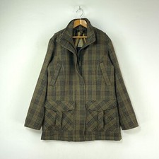 Beretta Tweed Field Coat Womens 10 Olive Green Check Country Shooting Thermore