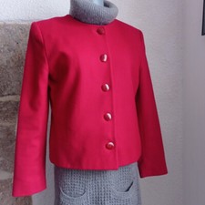 Veste vintage femme rouge laine taille 38 Etam