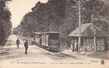 Old postcard 62 LE TOUQUET PARIS PLAGE / STOP OF THE TRAIN ON THE ROAD D'ETAPLES