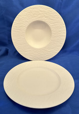 2 pc. Villeroy & Boch Manufacture Rock Blanc White Dinner Plate and Indv. Pasta