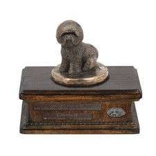 Bichon Frise Urne en Bois Avec