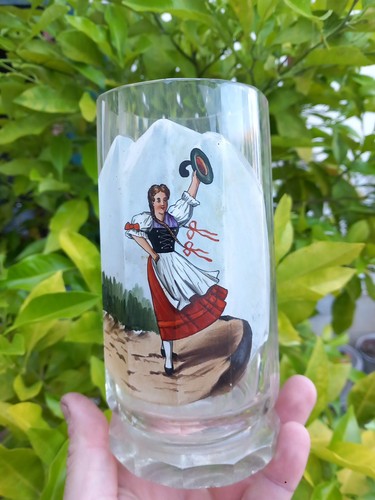 Verre chope biere peint email - biere,