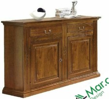 Commode Dressoir Portable 2 Portes 2 Tiroirs Noyer Sombre Art Pauvre Finition