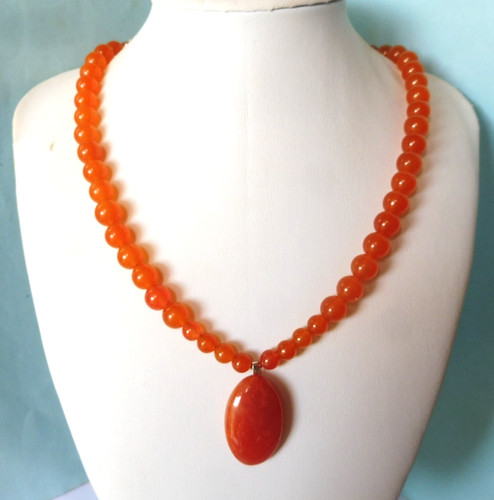 Collier jade orange naturel - en,