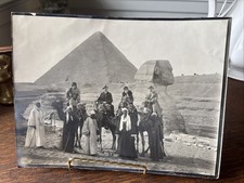 Antique 1927 Original Photograph Of Tourists Camelback W/ Guides Pyramid Sphynx