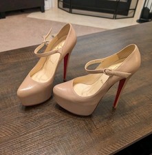 Christian Louboutin Lady Daf 160mm KID Leather EU 38 US8 Nude Pumps